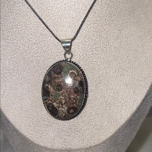 Elegant Rhyolite Leopard skin jasper Stone Pendant Necklace